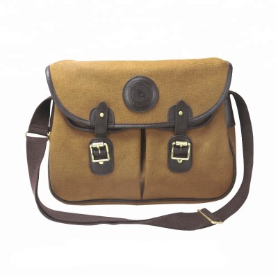 HIBO canvas and genuine leather waterproof fishing  bag